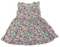 Tyrkysové květované šaty s motýlky zn. Primark