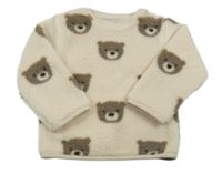 Smetanová huňatá mikina s medvídky zn. Nutmeg