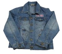 Modrá riflová bunda s výšivkami květů CrashOne 