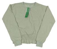 Nové - Zelená třpytivá crop mikina 