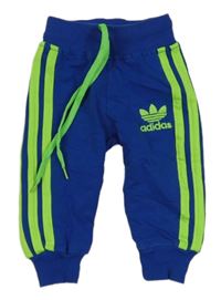 Tmavomodro-zelené tepláky s pruhy Adidas