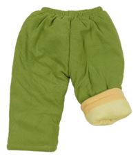 Zelené žebrované fleecové zateplené tepláky 