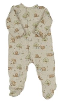 Béžový zateplený overal s medvídky Tu