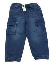 Nové - Tmavomodré teplákové cargo cuff rifle Dunnes Stores