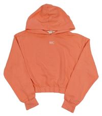 Korálová crop mikina s výšivkou a kapucí H&M