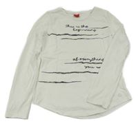 Bílé triko s nápisy a pruhy S. Oliver