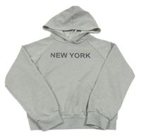 Světlešedá mikina s nápisem a kapucí Shein