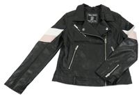 Černo-bílo-růžový crop koženkový křivák C&A