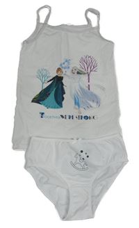 2set - Bílá košilka s Elsou a Annou + kalhotky 