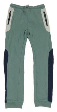 Zeleno-šedo-tmavomodré tepláky KIDS