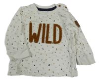 Bílo-hnědé vzorované triko s nápisem Mothercare