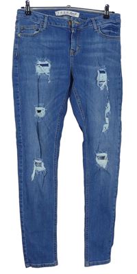 Dámské modré skinny rifle s prošoupáním Denim 