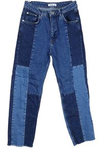 Dámské modré kostkované roztřepené rifle Pull&Bear 