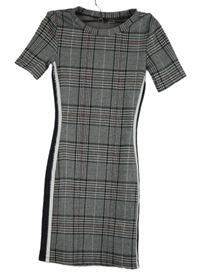 Dámské černo-bílo-růžové kostkované minišaty s pruhy H&M