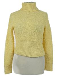 Dámský žlutý chlupatý svetrový crop rolák