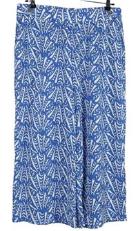 Dámské modro-bílé vzorované culottes kalhoty Nutmeg 