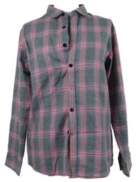 Dámská růžovo-šedá kostkovaná halenka 