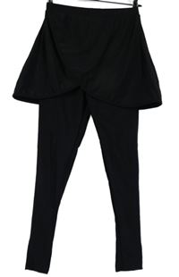 Dámské černé plavkové legíny s našitou sukní Shein