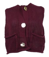 Dámská vínová propínací svetrová crop vesta 