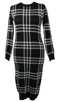 Nové - Dámské černo-bílé kostkované pletené šaty Cherry Koko