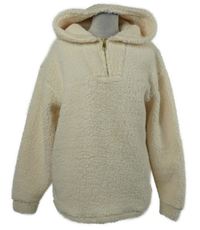 Dámská smetanová huňatá oversized mikina s kapucí AX 