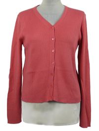 Dámský tmavorůžový žebrovaný propínací svetr M&S