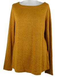 Dámský hořčicový třpytivý svetr Hema 