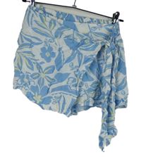 Dámská světlemodro-bílá květovaná skort zavinovací sukně Primark 