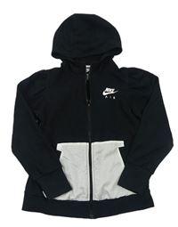 Černo-bílá propínací mikina s logem a kapucí Nike