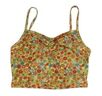 Žlutý květinový crop top Shein