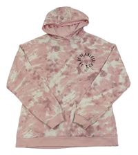 Růžovo-bílá mikina s nápisem a kapucí Primark