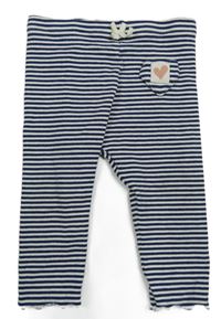 Tmavomodro-bílé pruhované legíny se srdíčkem M&S