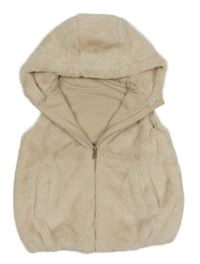 Světlebéžová kožešinová podšitá vesta s kapucí Nutmeg