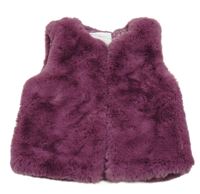 Švestková kožešinová podšitá vesta Matalan