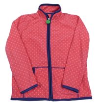 Neonově růžová puntíkatá fleecová propínací mikina Tchibo