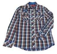 Černo-bílo-barevná kostkovaná košile s nášivkami Esprit