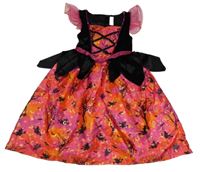 Kostým- černo-růžovo-oranžové šaty s obrázky Matalan