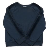 Tmavomodrá mikina s kožíškem JCB