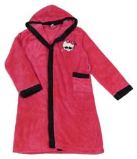 Malinovo-černý chlupatý župan s Monster High a kapucí C&A