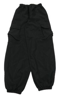 Černé šusťákové cargo kalhoty Shein