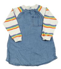 Modro-bílé riflovo/teplákové šaty s proužky Next