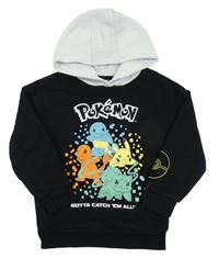 Černá mikina s Pokémony s kapucí 