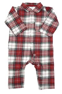 Červeno-bílo-zelený kostkovaný pyžamový overal H&M
