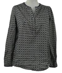 Dámská tmavomodro-bílo-oranžová vzorovaná halenka C&A