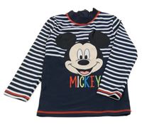 Tmavomodré pruhované UV triko s Mickey mousem Disney