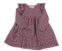 Vínovo-růžovo-hnědé vzorované šaty Dunnes Stores