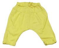 Žluté lněné baggy kalhoty Next