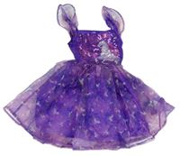 Kostým - Fialové šaty s flitry a jednorožcem 