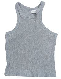 Šedý žebrovaný crop top