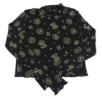 Antracitové žebrované crop triko s potiskem - Harry Potter H&M